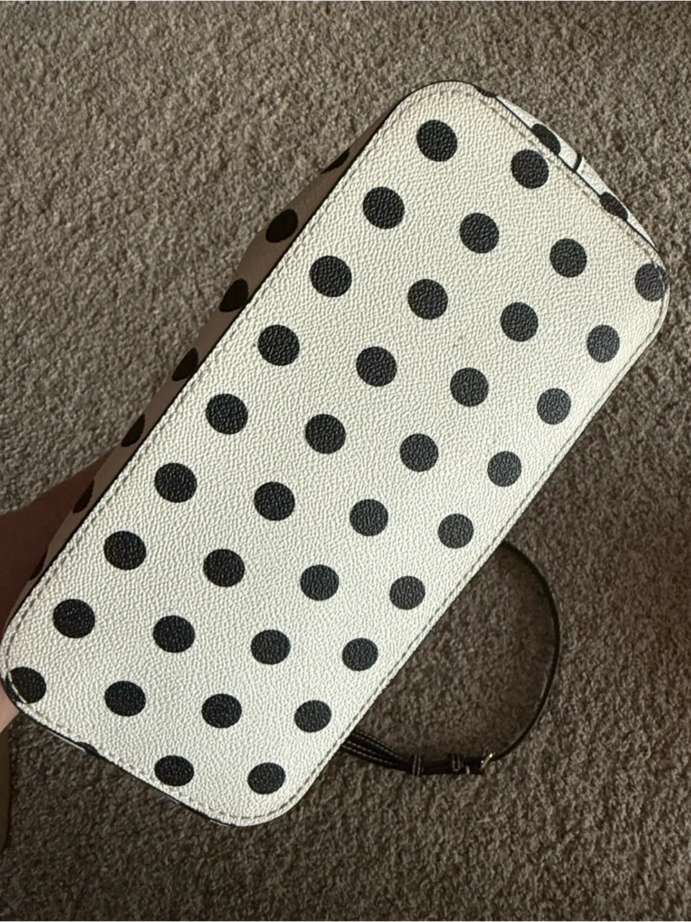 Dooney & Bourke White Polka Dot Satchel with Black Trim